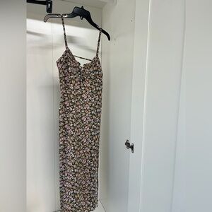 Aeropostale Pink and Green Floral Midi Dress